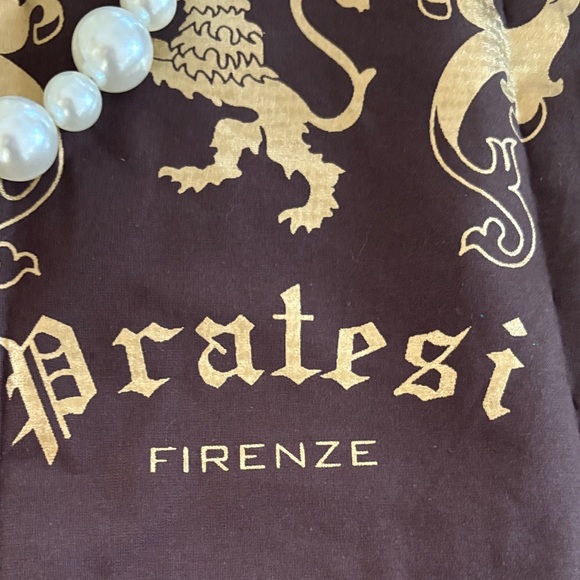 NWT Pratesi Patent Leather Chic Cream Bag with Pearl Arm Strap - Picture 6 of 6